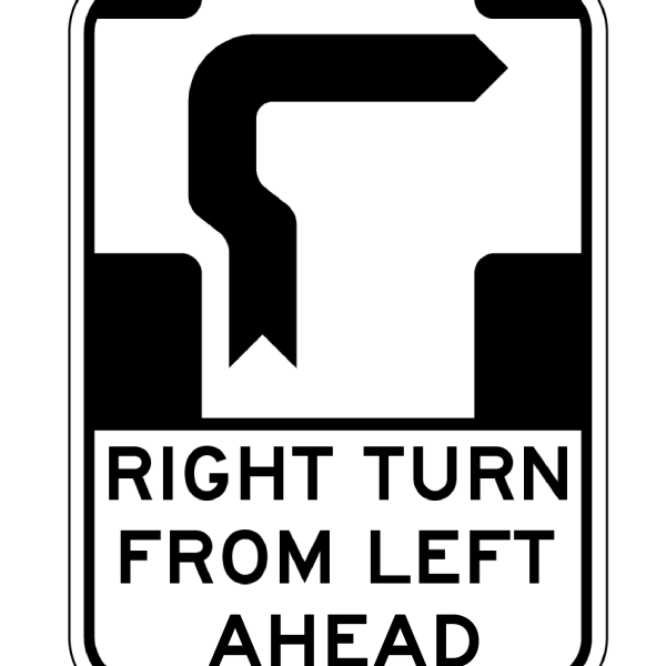 R2-21 RIGHT TURN FROM LEFT AHEAD - HOOK TURN