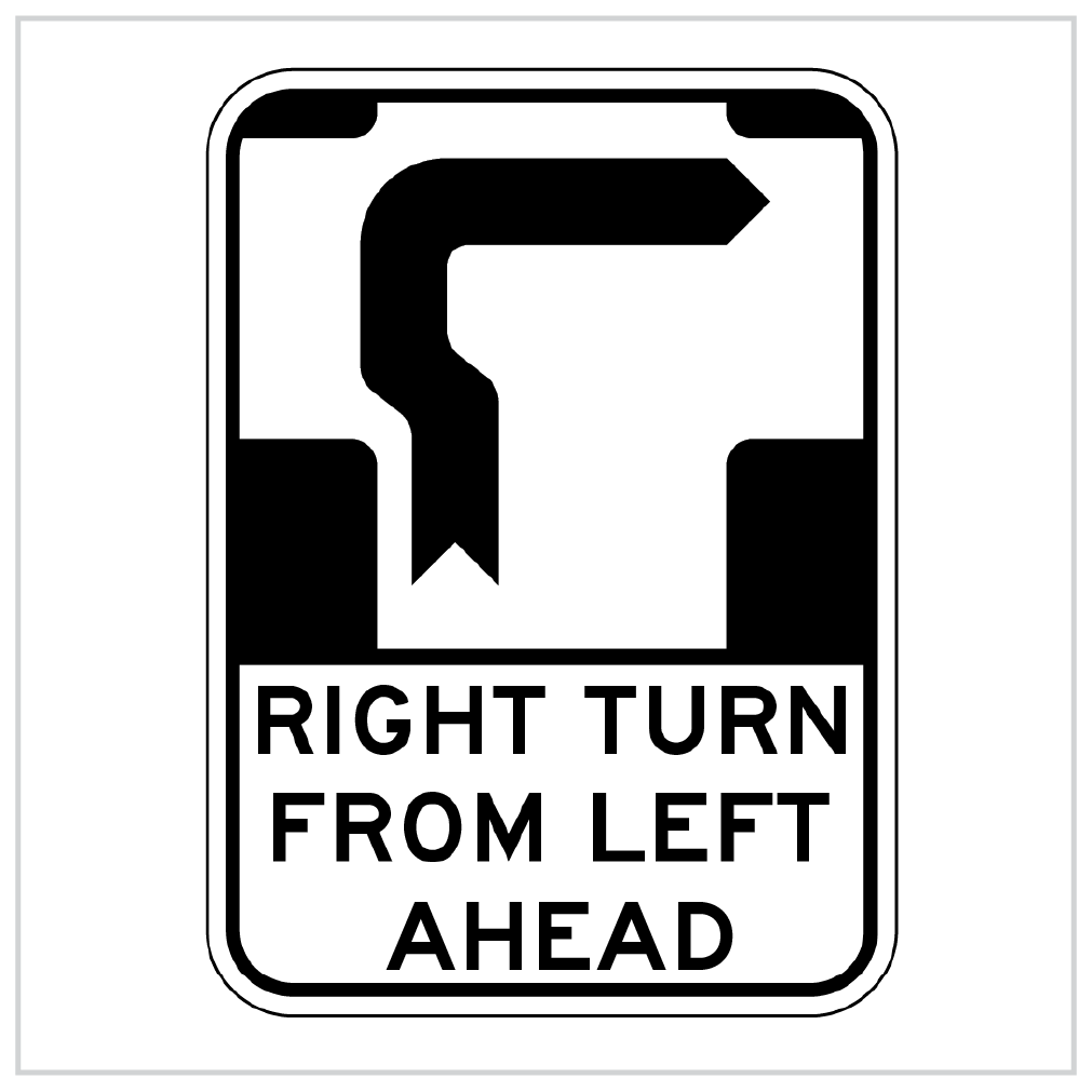 R2-21 RIGHT TURN FROM LEFT AHEAD - HOOK TURN