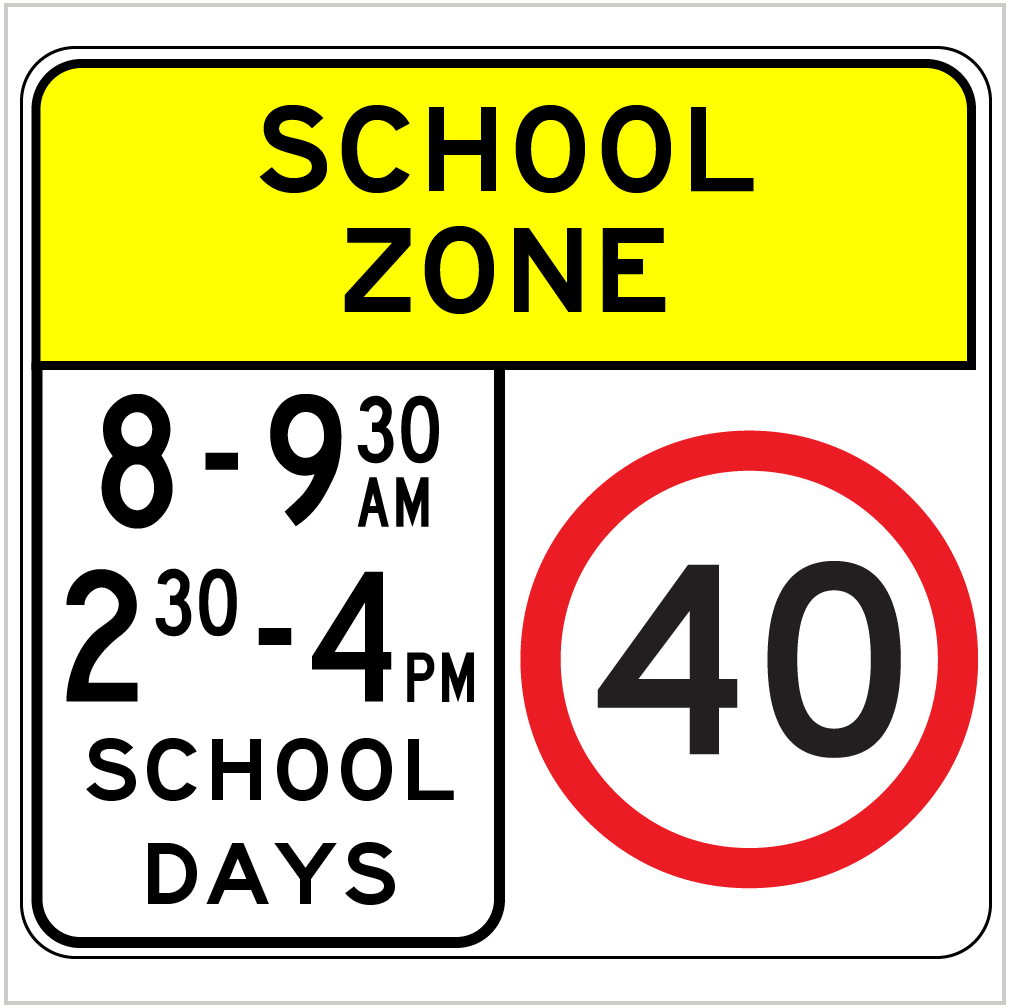 SCHOOL ZONE 40 SIGN