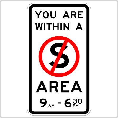 YOU ARE PARKING IN A NO STOPPING AREA 9AM - 6.30PM