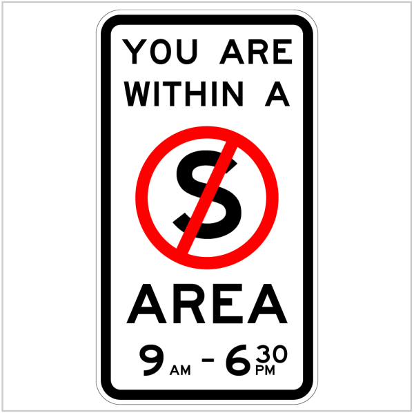 YOU ARE PARKING IN A NO STOPPING AREA 9AM - 6.30PM