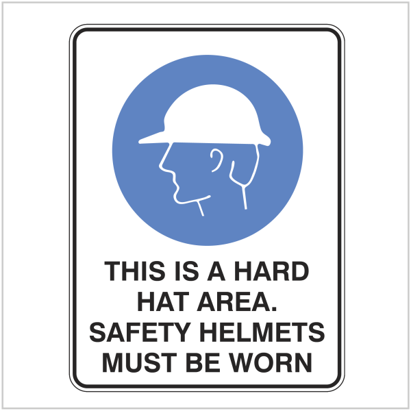 AS424 THIS IS A HARD HAT AREA. SAFETY HELMETS MUST BE WORN Mandatory Signs