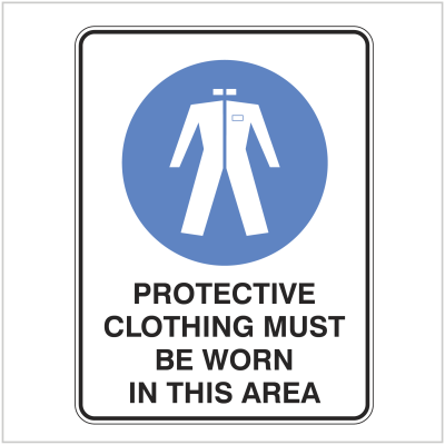 AS428 PROTECTIVE CLOTHING MUST BE WORN IN THIS AREA Mandatory Signs