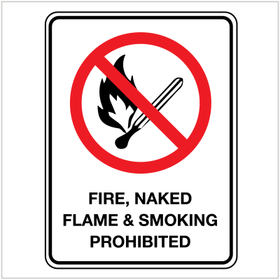 AS402 Fire, Naked Flame & Smoking Prohibited - Prohibited Signs