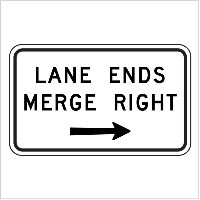 GE9-V22-1 LANE ENDS MERGE RIGHT