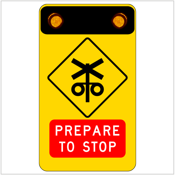RAILWAY CROSSING PREPARE TO STOP -WARNING SIGNS