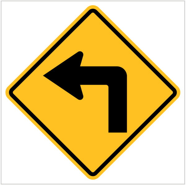 TURN LEFT OR TURN RIGHT WARNING SIGN