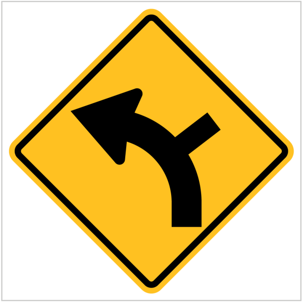 W2-9 – SIDE ROAD JUNCTION ON A CURVE - WARNING SIGN