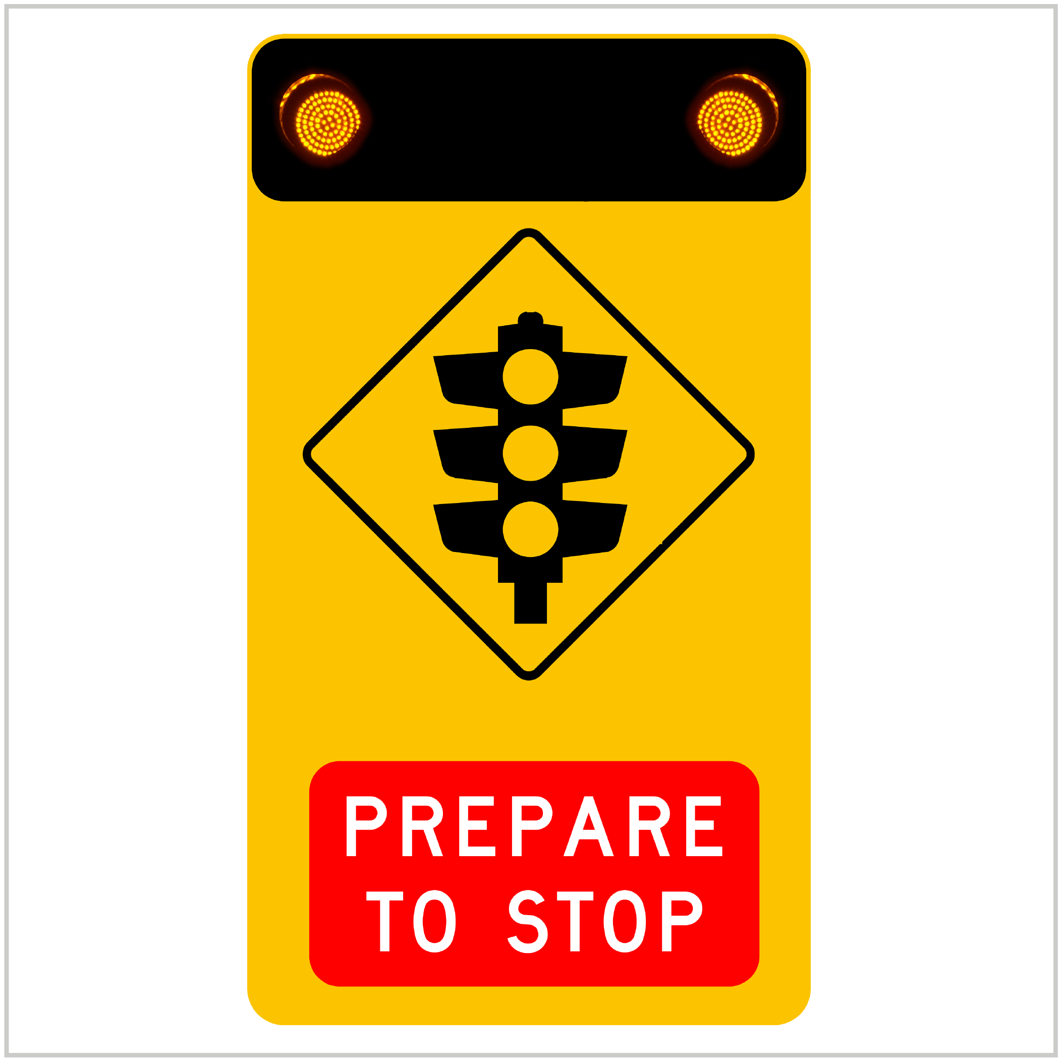 ADVANCED WARNING SIGN TRAFFIC-LIGHTS-PREPARE-TO-STOP