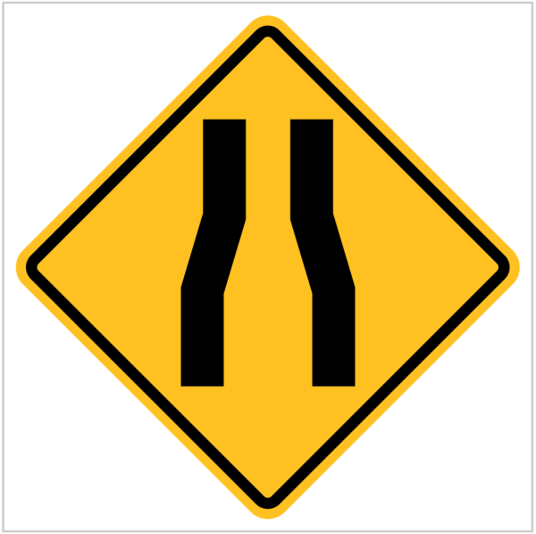 W4-3 – ROAD NARROWS - WARNING SIGN