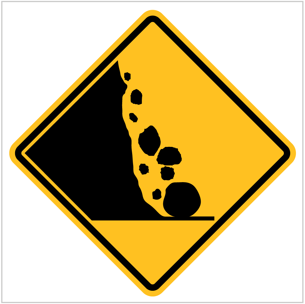 W5-42 – FALLING ROCKS - WARNING SIGN