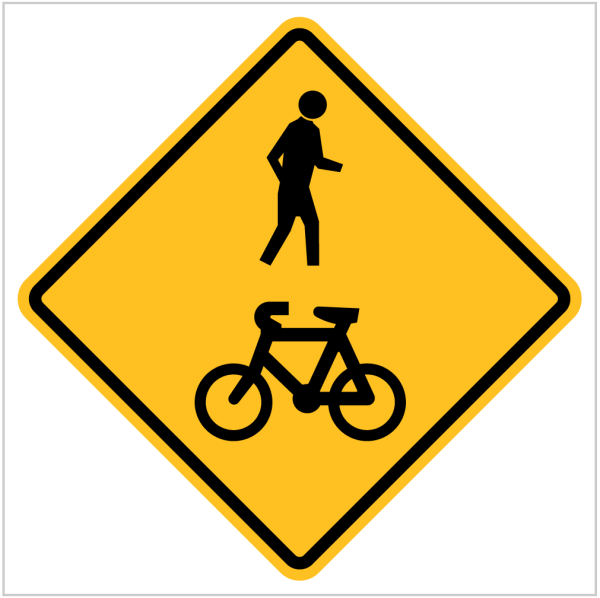W6-9 – PEDESTRIANS AND CYCLISTS - WARNING SIGN