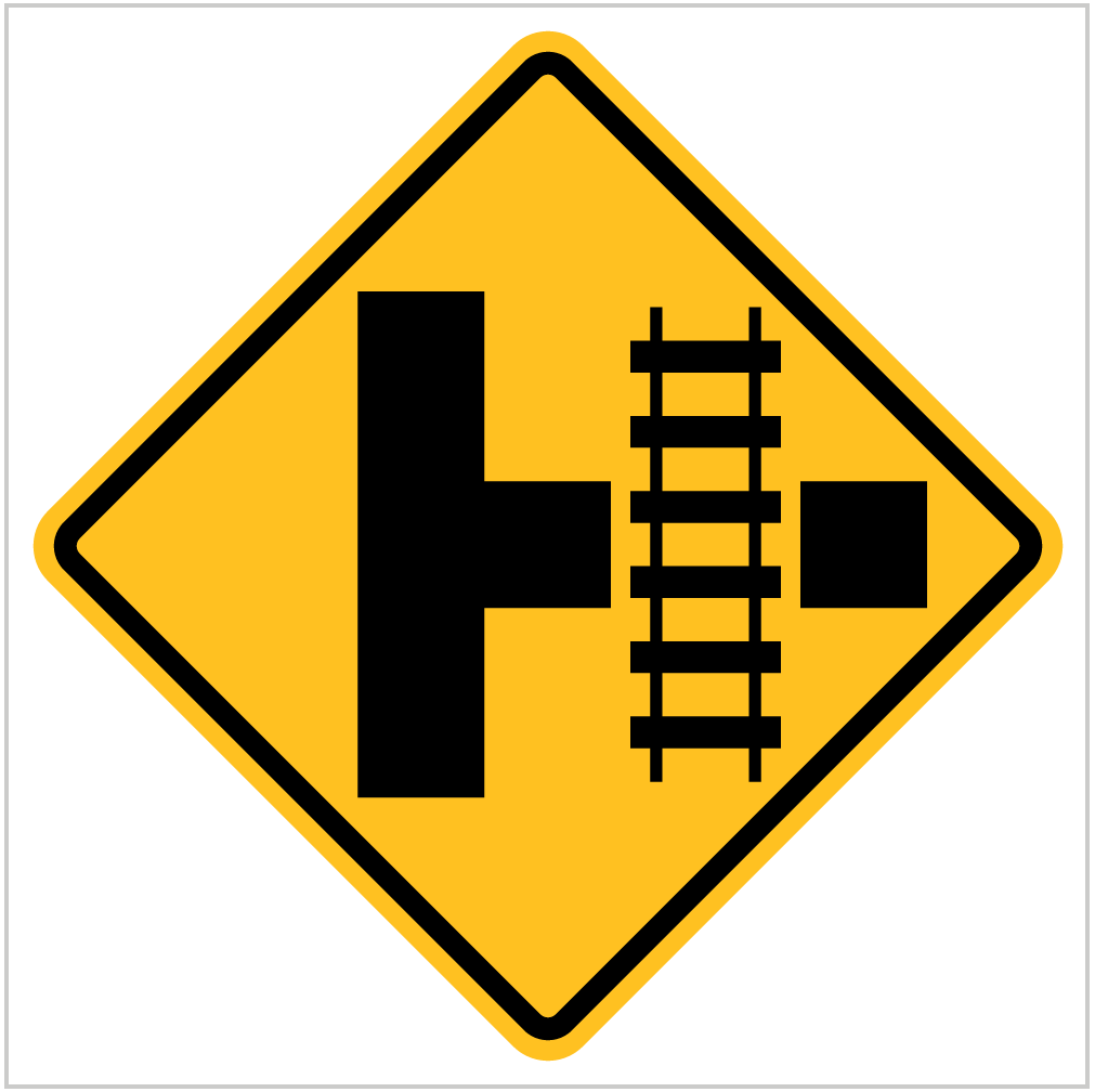 W7-12 – TRAIN CROSSING T-JUNCTION - WARNING SIGN