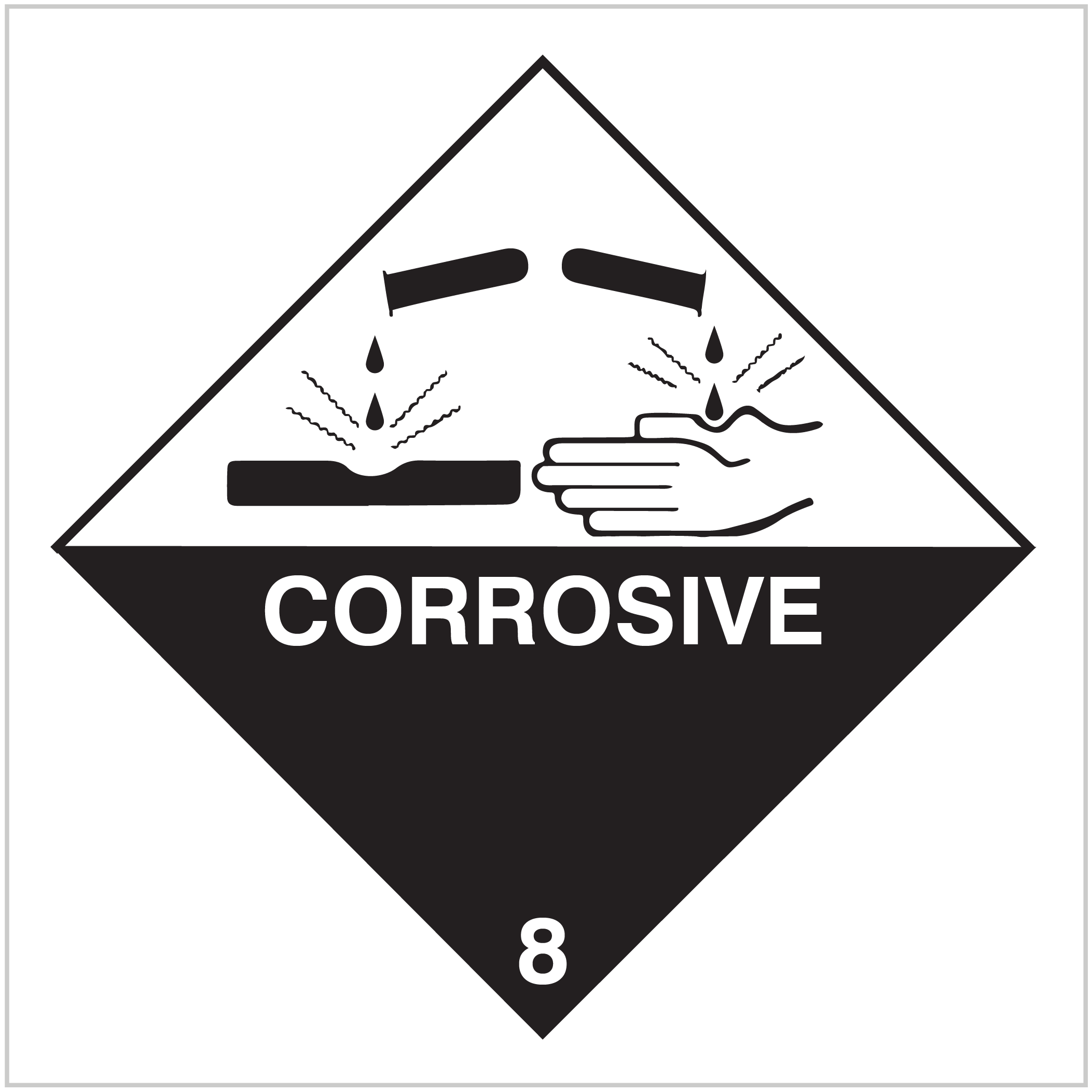 CORROSIVE 8 - HAZARDOUS GOODS SIGNS