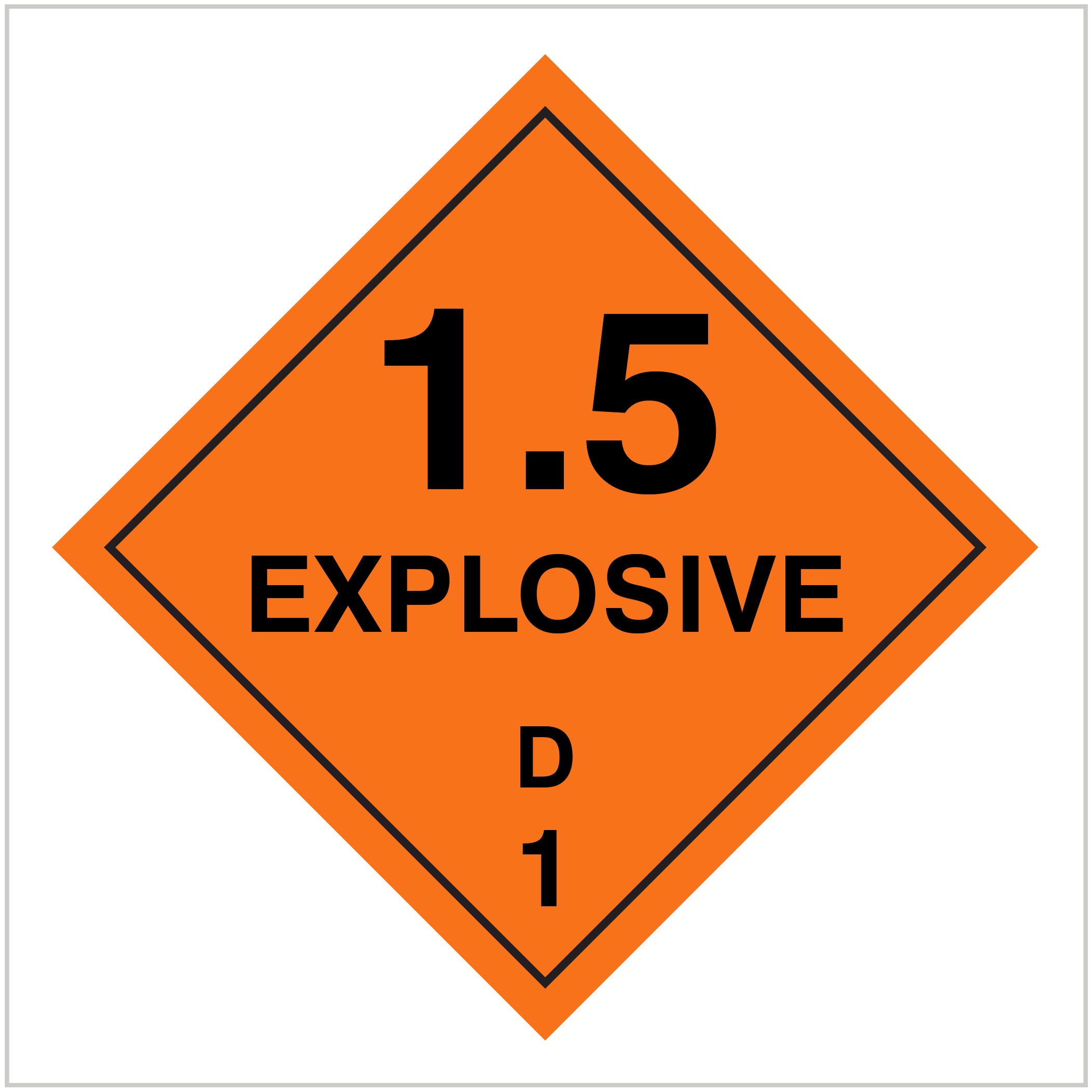 EXPLOSIVE 1.5 D1 - HAZARDOUS GOODS SIGNS