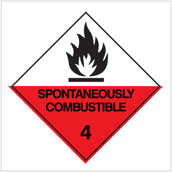 SPONTANEOUSLY COMBUSTIBLE 4 - HAZARDOUS GOODS SIGNS