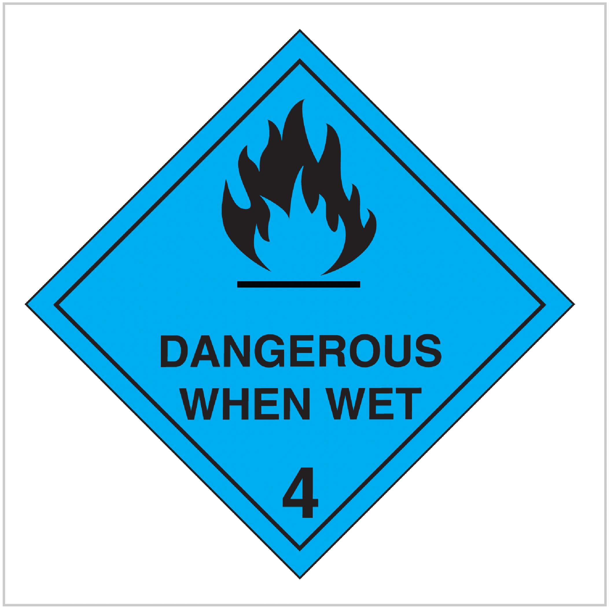 HAZ-4.3 WA ONLY DANGEROUS WHEN WET 4 - HAZARDOUS GOODS SIGNS