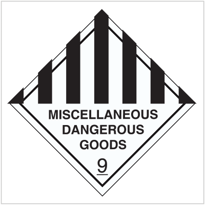 HAZ-9 STEEL OR DECAL CLASS 100 OR CLASS 400 MISCELLANEOUS DANGEROUS GOODS 9  - HAZARDOUS GOODS SIGNS