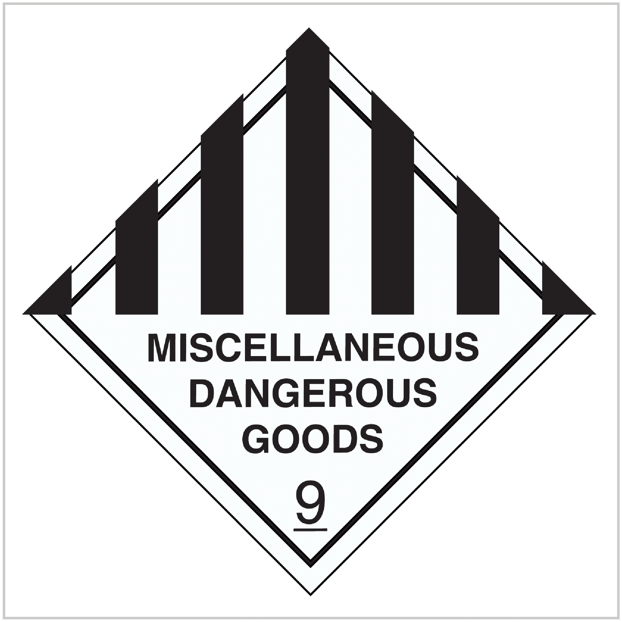 HAZ-9 STEEL OR DECAL CLASS 100 OR CLASS 400 MISCELLANEOUS DANGEROUS GOODS 9  - HAZARDOUS GOODS SIGNS