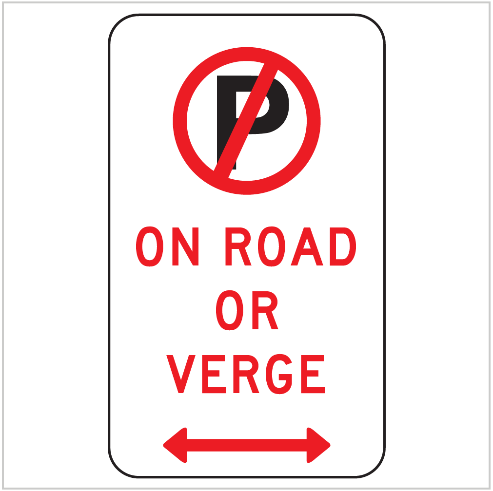 NO PARKING ON ROAD OR VERGE