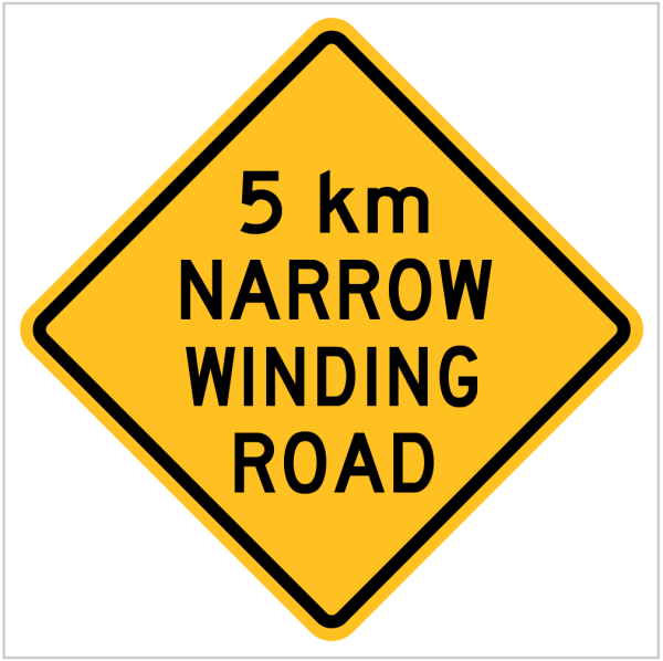 5km NARROW WINDING ROAD