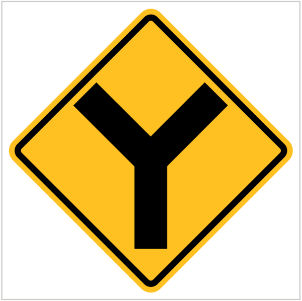 W2-5 DIVIDED ROAD - WA ONLY - WARNING SIGN