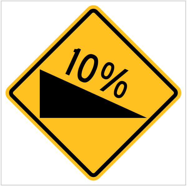 W5-39 – 10% DECLINE - WARNING SIGN