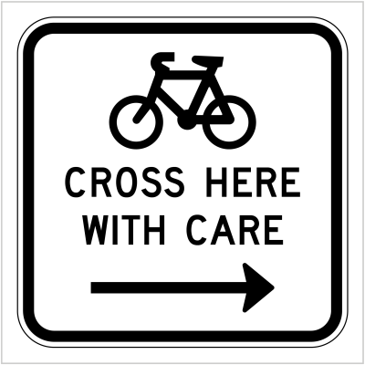 G9-63 cyclists - CROSS HERE WITH CARE