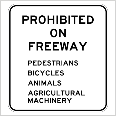 GE6-2 PROHIBITED ON FREEWAY