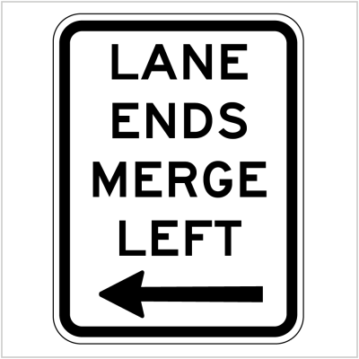 LANE ENDS MERGE LEFT