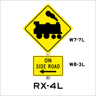 LOOK OUT FOR TRAIN ON SIDE ROAD