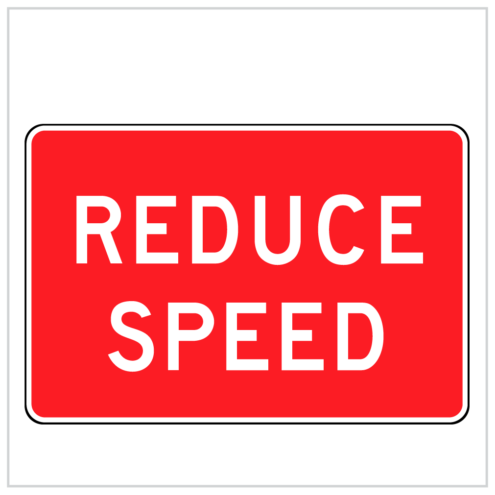 QUAD-11 - A B or C - REDUCE SPEED - TEMPORARY ROADWORKS - QUAD STANDS