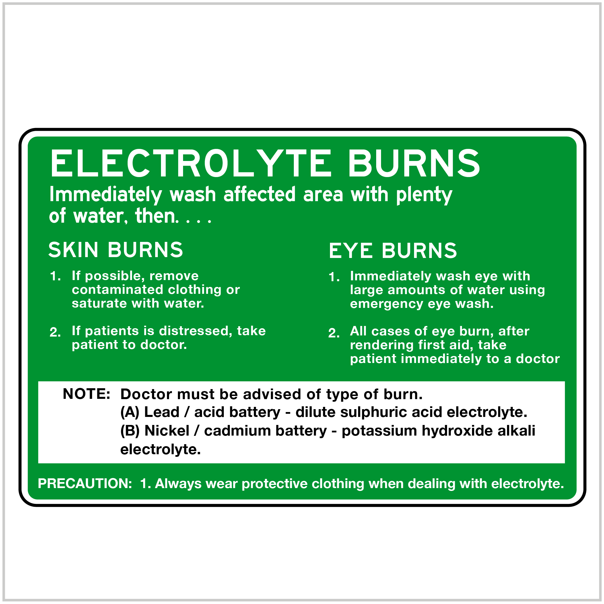 SAFE-136 ELECTROLYTE BURNS