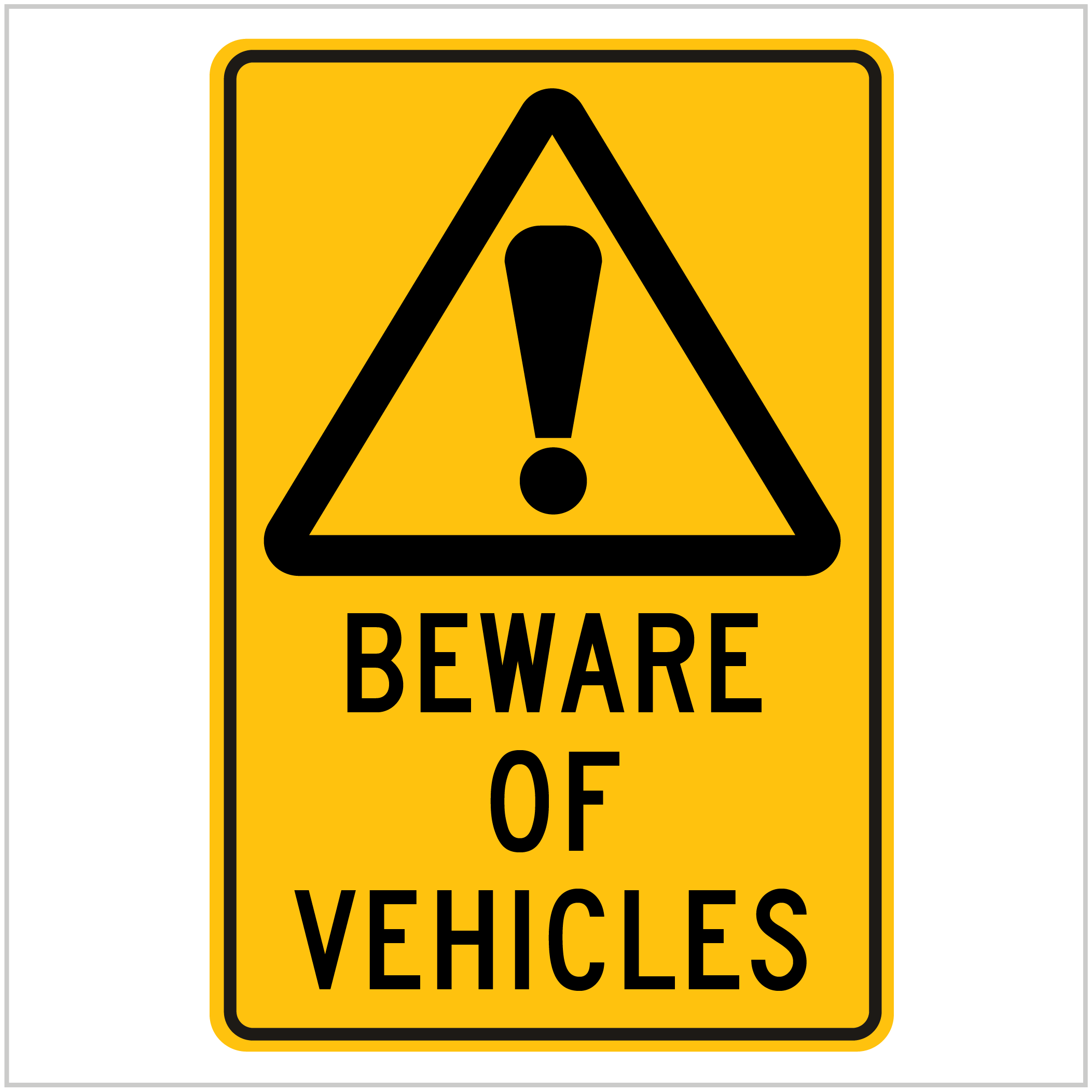 WARN-196 BEWARE OF VEHICLES - WARNING SIGNS