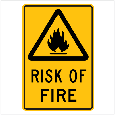 WARN-209 RISK OF FIRE - WARNING SIGNS