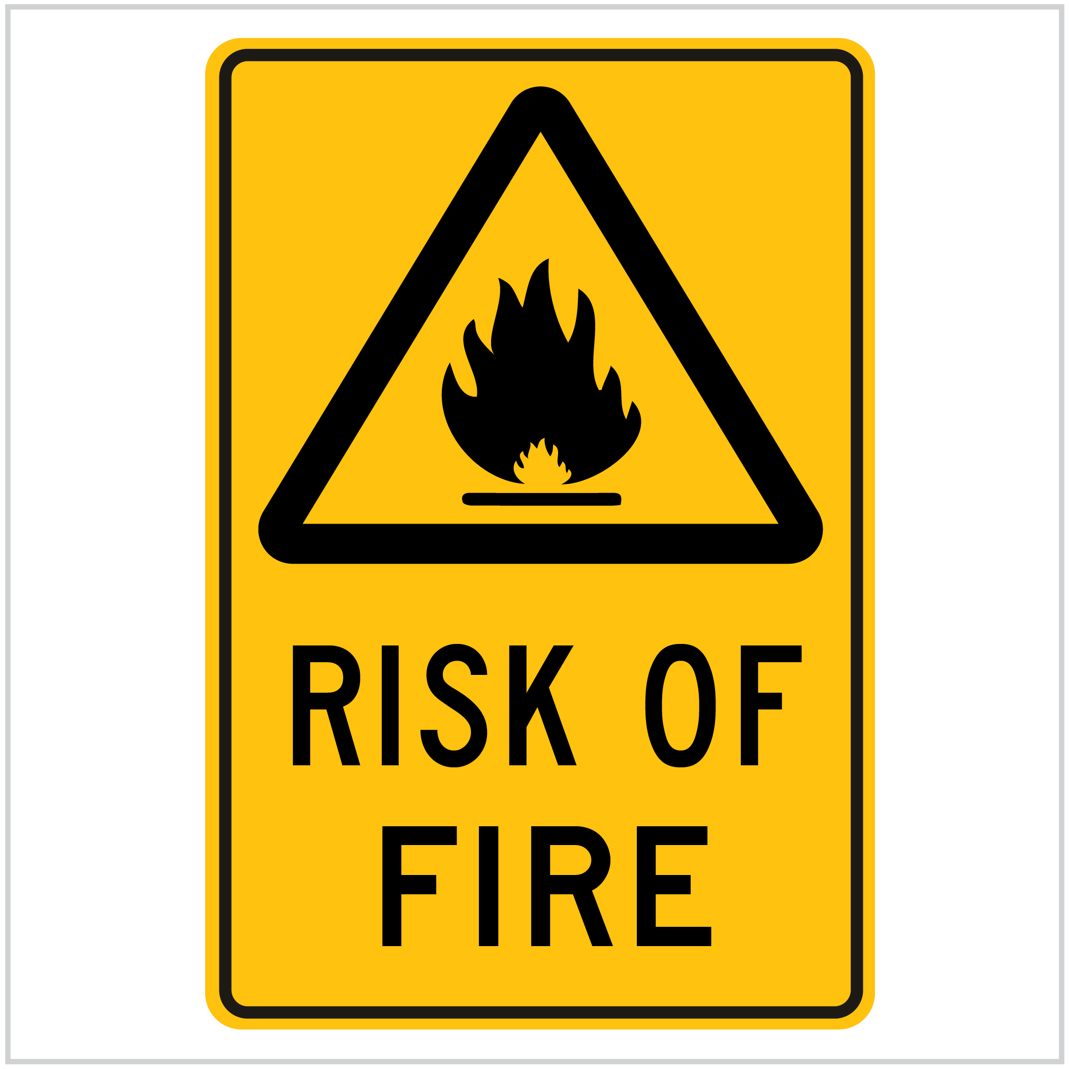 WARN-209 RISK OF FIRE - WARNING SIGNS