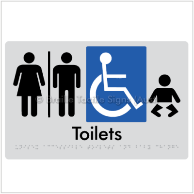 Braille Tactile BTS207 Unisex Accessible Toilets Baby Change (Air Lock) Silver