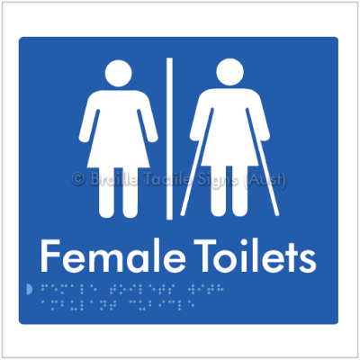 Braille Tactile BTS235 AL Female Toilets with Ambulant Cubicle blue