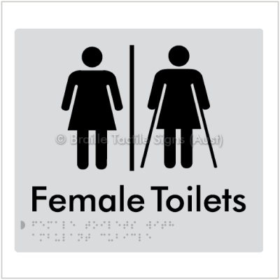 Braille Tactile BTS235 AL Female Toilets with Ambulant Cubicle silver