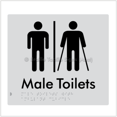 Braille Tactile BTS236 AL Male Toilets with Ambulant Cubicle silver