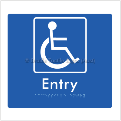 Braille Tactile BTS287 Accessible Entry (White on Blue)- blue