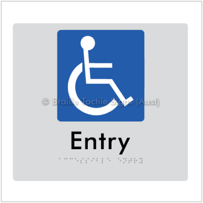 Braille Tactile BTS287 Accessible Entry (White on Blue)- silver