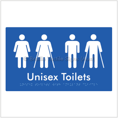 Braille Tactile BTS308 Unisex Toilets with Ambulant Cubicle - blue