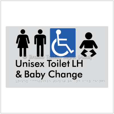 Braille Tactile BTS33LHn Unisex Accessible Toilet LH Baby Change silver