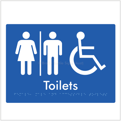 Braille Tactile BTS407 AL Female Male and Accessible Toilets blue