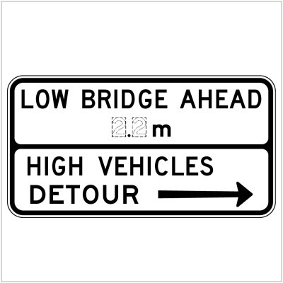 G9-3 - LOW BRIDGE AHEAD ...M HIGH VEHICLES DETOUR