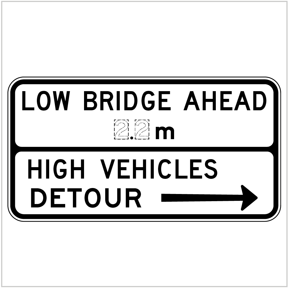 G9-3 - LOW BRIDGE AHEAD ...M HIGH VEHICLES DETOUR